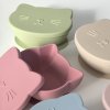 Detská silikónová miska s pokrievkou Mačička – Pale Olive