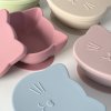 Detská silikónová miska s pokrievkou  Mačička – Powder Pink