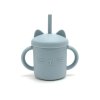 Silikónový pohárik so slamkou Mačička – Baby Blue