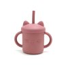 Silikónový pohárik so slamkou Mačička – Old Rose