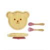 Bambusový jedálenský set s prísavkou - Medvedík - Old Rose