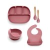 Silikónový jedálenský set pre deti 5-dielny KLASIKA - Old Rose
