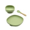 Silikónový jedálenský set pre deti 3-dielny - Pale Olive