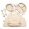 Silikónový jedálenský set pre deti 6-dielny DINO - Pastel Beige