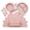 Silikónový jedálenský set pre deti 6-dielny DINO - Powder Pink