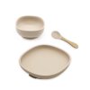 Silikónový jedálenský set pre deti 3-dielny - Pastel Beige