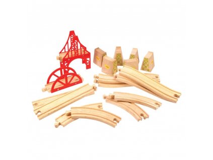 Bigjigs Rail Drevené koľaje set most 18 dielov