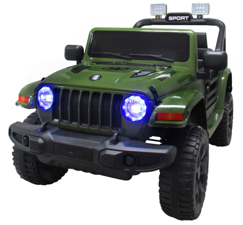 R-SPORT Elektrické auto JEEP x10, zelená, červená, biela, diaľkové ovládanie, hudobný panel, LED svetlá Farba vozidla: Vojenská zelená