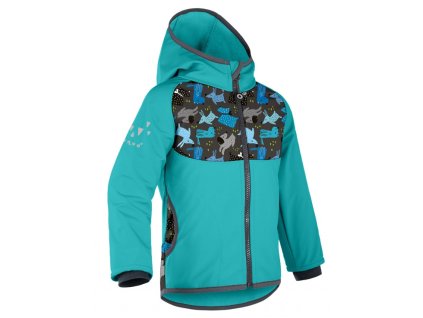 Unuo, Dětská softshellová bunda s fleecem Basic, Sv. Smaragdová, Pejsci dětská softshelová bunda