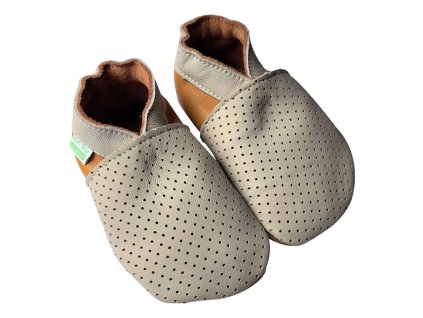 Hopi Hop BAREFOOT kožené capáčky děrované béžové