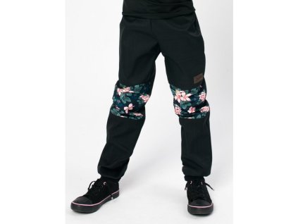 Drexiss SOFT kalhoty dětské zimní BLACK-MOON FLOWERS