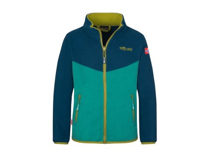TrollKids Kids Oppdal Jacket XT petrolej 174 - fleecová mikina celopropínací