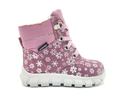 Richter 2157 Snow mini zimní dívčí membránové boty na tkaničky mauve(pri.snowflake)