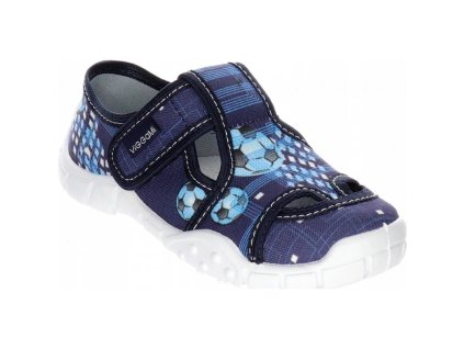 ViGGaMi CHLAPECKÁ PŘEZŮVKOVÁ PAPUČKA Adas blue fotbal modrá