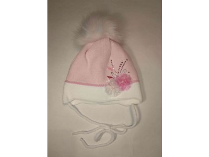 RDX zimní čepice přes uši s bambulí D551 růžová