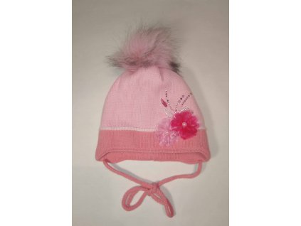 RDX zimní čepice přes uši s bambulí D551 růžová 2
