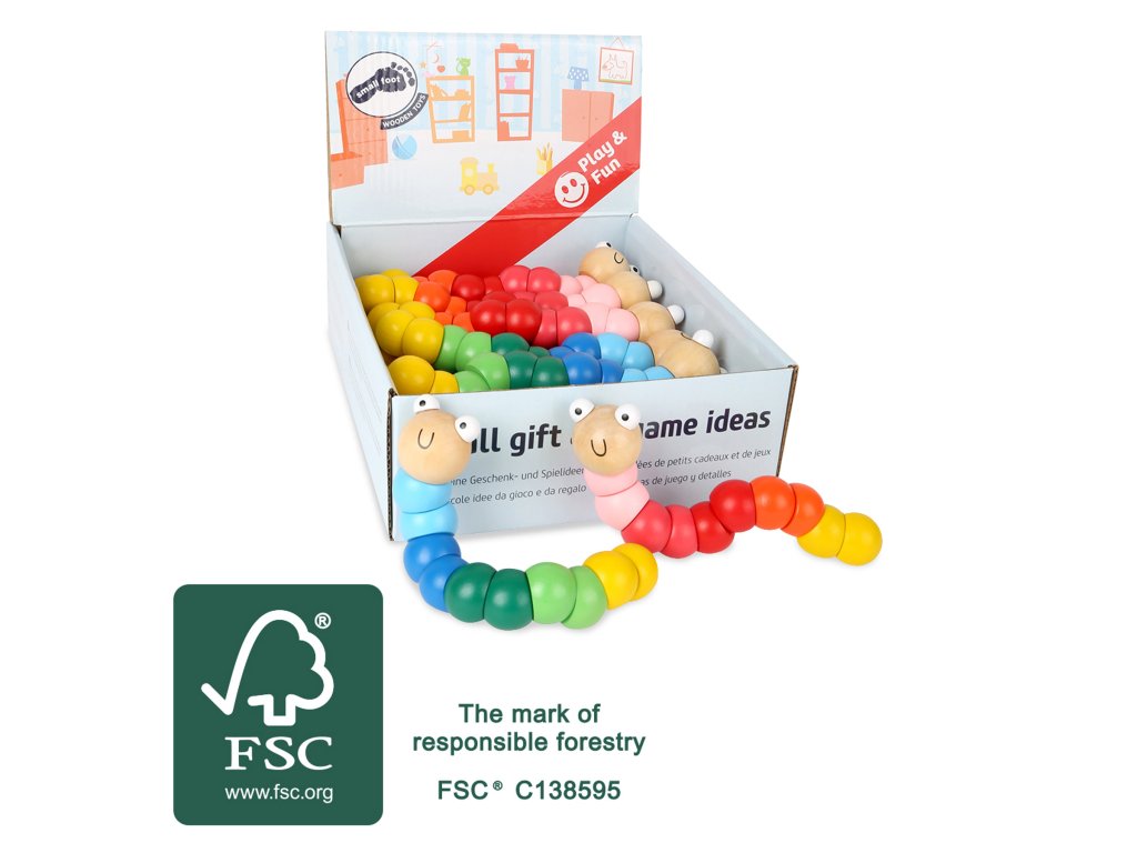 10961 legler small foot Display Motorikspielzeug Raupe Flexibel FSC Verpackung FSC