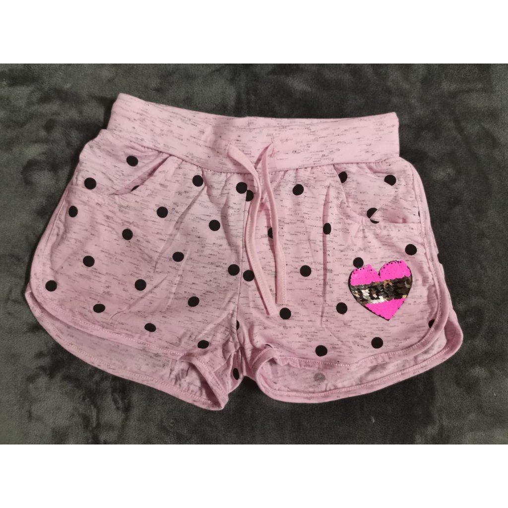 Kraťasy / šortky - světle růžové s puntíky a flitry - mamaobchod