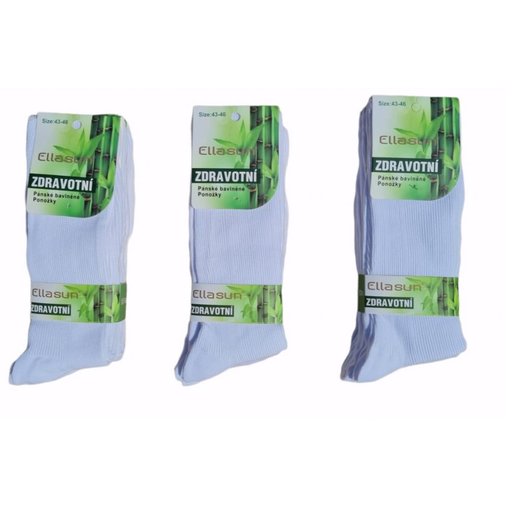 3pack - pánské bambusové zdravotní ponožky - bílé