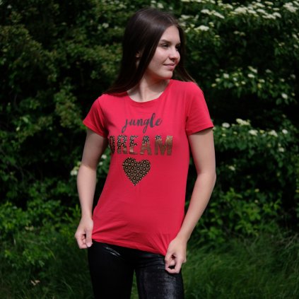 Dámské tričko DREAM s kamínky N4657 - červené