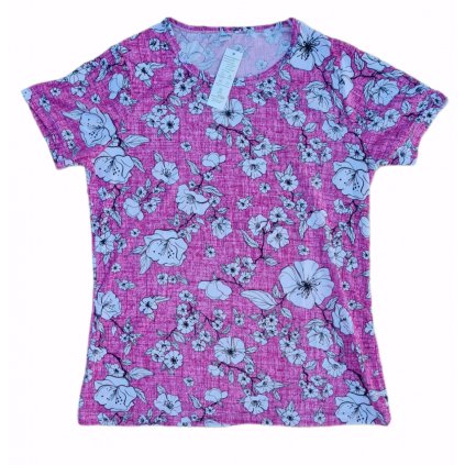 Dámské tričko květinový vzor SY634 - růžové