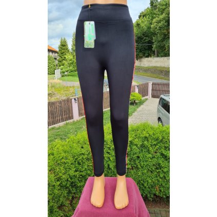 Dámské THERMO bambusové sportovní podzimní legíny ZR888-2 - černo/červené