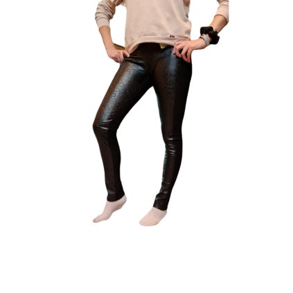 Dámské TERMO bambusové úplé kalhoty s ornamenty 9502 - černé