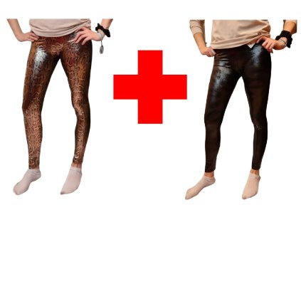 Dámské bambusové hadí lesklé legíny XM9-44 - zlaté + černé (Velikost S/M)