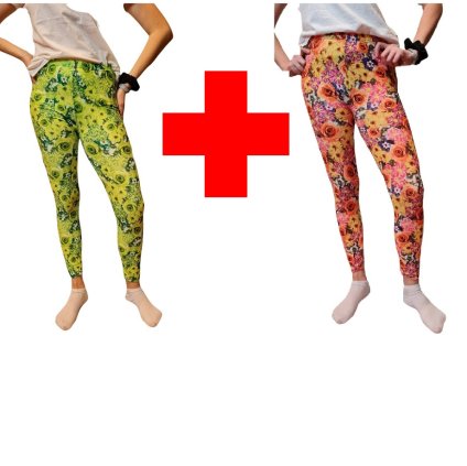 Dámské legíny DD9217-21 - oranžové + zelené (Velikost S/M)