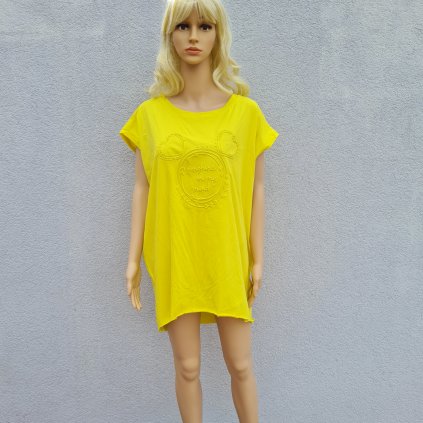 Dámské volné tričko/šaty s motivem 0136 - žluté