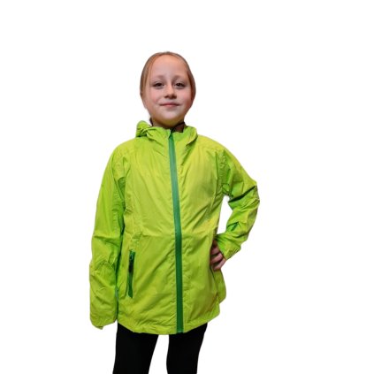 Unisex Šusťáková Bunda Neverest dorostenecká 31-607c, zelená, zip tm.zelený, s kapucí