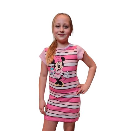 Šaty s krátkým rukávem MINNIE Mouse SHIRT-187 - růžové