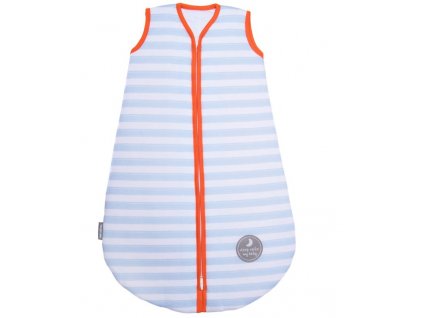 Natulino extra tenký letní spací pytel  pro miminka, BLUE STRIPES / ORANGE, 1vrstvý, N (0 - 3 měsíce)