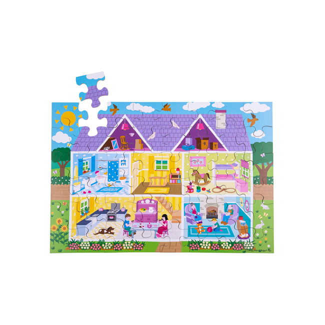 Bigjigs Toys Podlahové puzzle Domček pre bábiky 48 ks