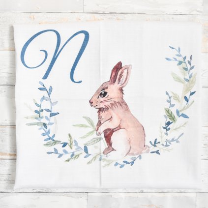 Látková plenka Zajíček - monogram N