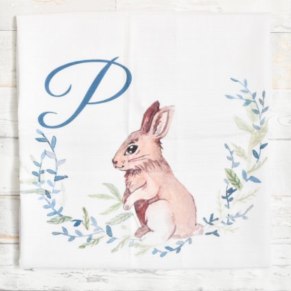 Látková plenka Zajíček - monogram P