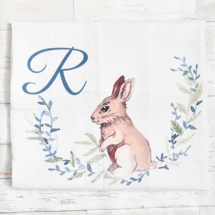 Látková plenka Zajíček - monogram R
