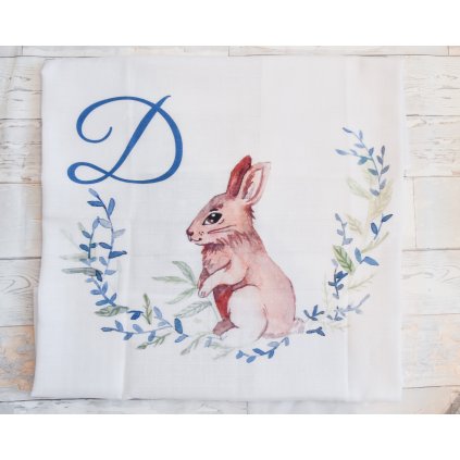 Látková plenka Zajíček - monogram D