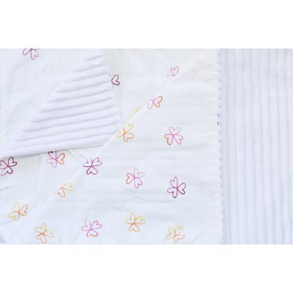 Velká oboustranná deka - Oranžový čtyřlístek na bílé