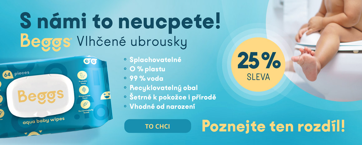 Splachovatelné vlhčené ubrousky Beggs v&nbsp;akci