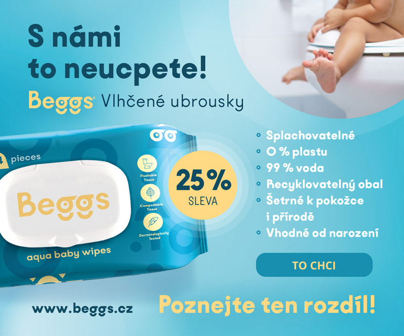 Splachovatelné vlhčené ubrousky Beggs v&nbsp;akci