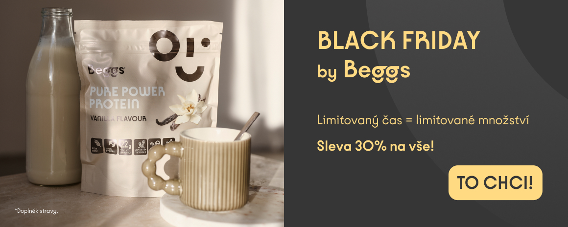 BLACK FRIDAY doplňky stravy a proteiny Beggs – sleva na vše 30 %