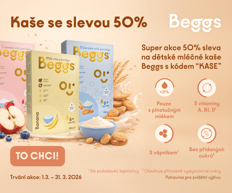 Super akce mléčné kaše Beggs se slevou 50 %