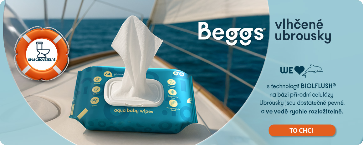 Beggs vlhčené splachovatelné ubrousky se slevou 20 %