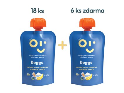3+1 ZDARMA 24x Beggs BIO Smoothie s ovocem, jogurtem a ovesnými vločkami (120 g)