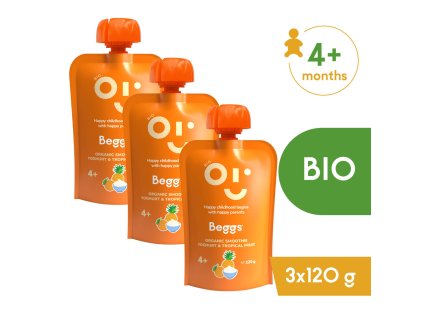 3+1 ZDARMA 12x Beggs BIO Smoothie s jogurtem a tropickým ovocem (120 g)