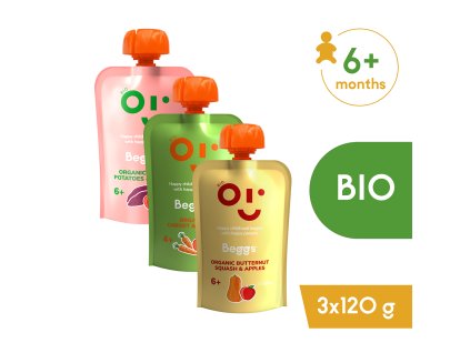 3+1 ZDARMA Beggs BIO Mix ovocno-zeleninových příkrmů (3× 120 g)