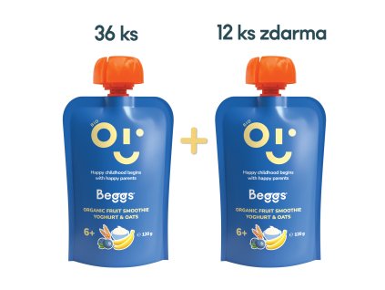 3+1 ZDARMA 48x Beggs BIO Smoothie s ovocem, jogurtem a ovesnými vločkami (120 g)