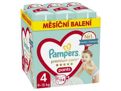 Pampers Premium Care Měsíční balení plenkových kalhotek vel. 4 (114 ks)