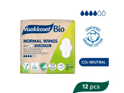 VUOKKOSET BIO Vložky s křidélky Normal Wings (12 ks)